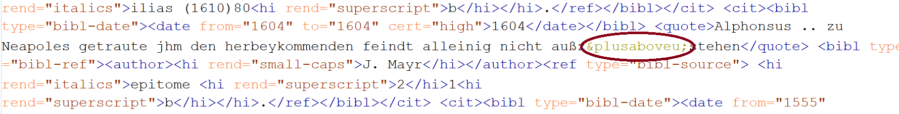 u with superscripted plus (xml)